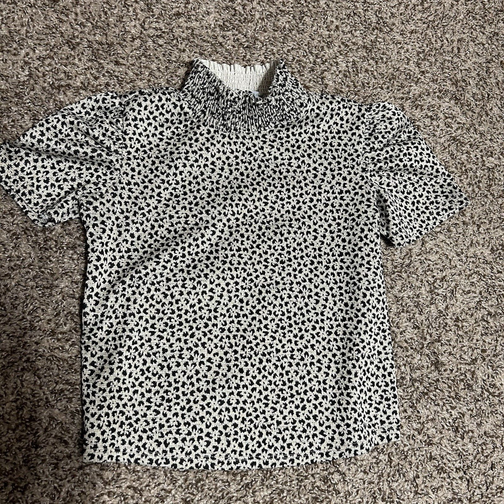 Zara Mock Neck Top Womens Size S Animal Print Office Career Professional Dressy